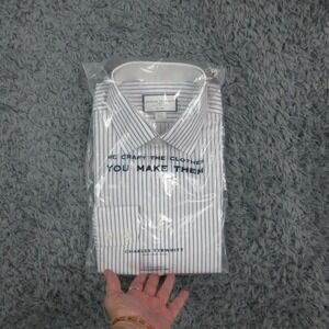 Charles Tyrwhitt Shirt Mens 16 32/33 Blue Stripe Non-Iron Slim Fit Dress NWT